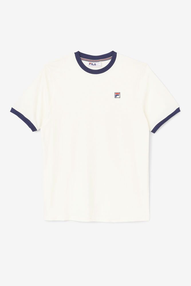 Fila T-Shirt Mens White Marconi Ringer - Ireland 76853-SLGO